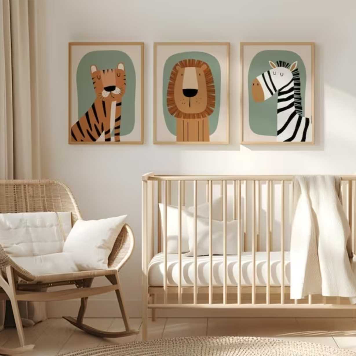 Set van 3 Canvas 'Tijger, Leeuw & Zebra'