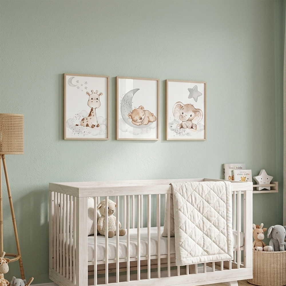 Set van 3 Canvas 'Dieren in de Wolken'