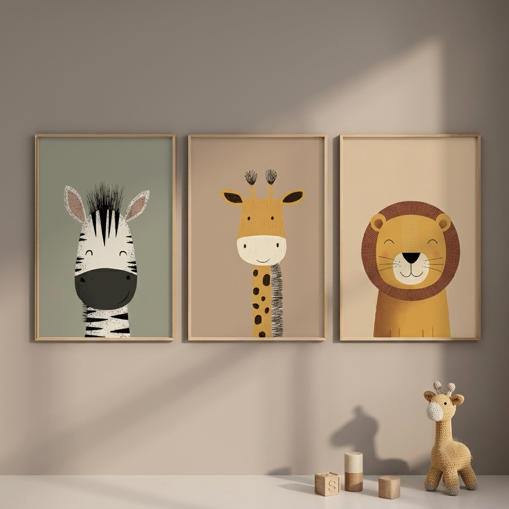 Set van 3 Canvas: Safari Dieren