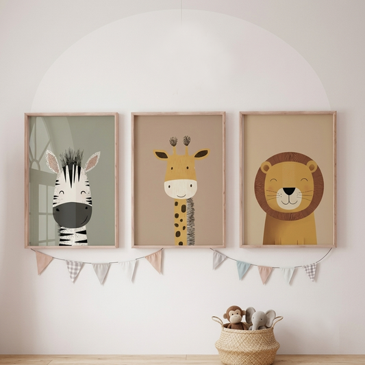 Set van 3 Canvas: Safari Dieren