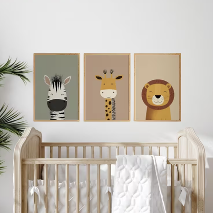 Set van 3 Canvas: Safari Dieren