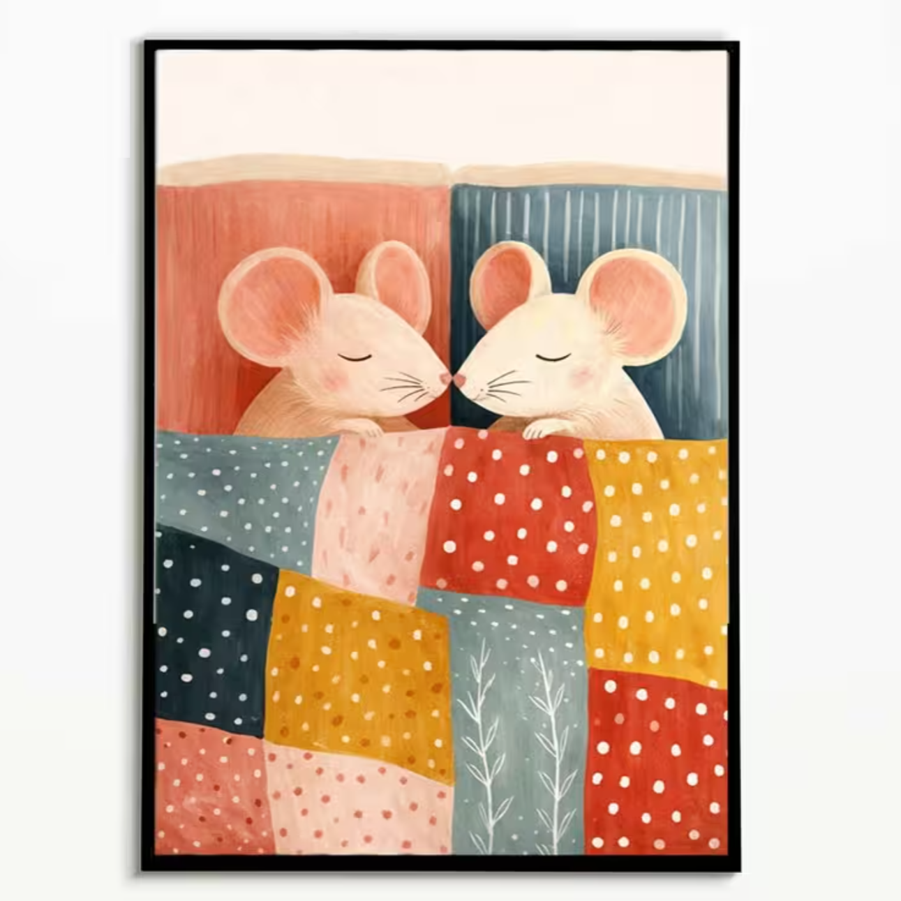 Canvas 'Muizen in Bed'