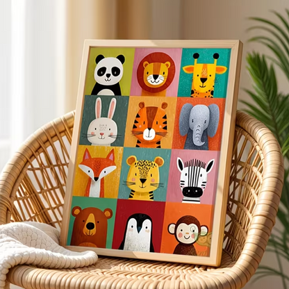 Canvas '12 Gekleurde Dieren'