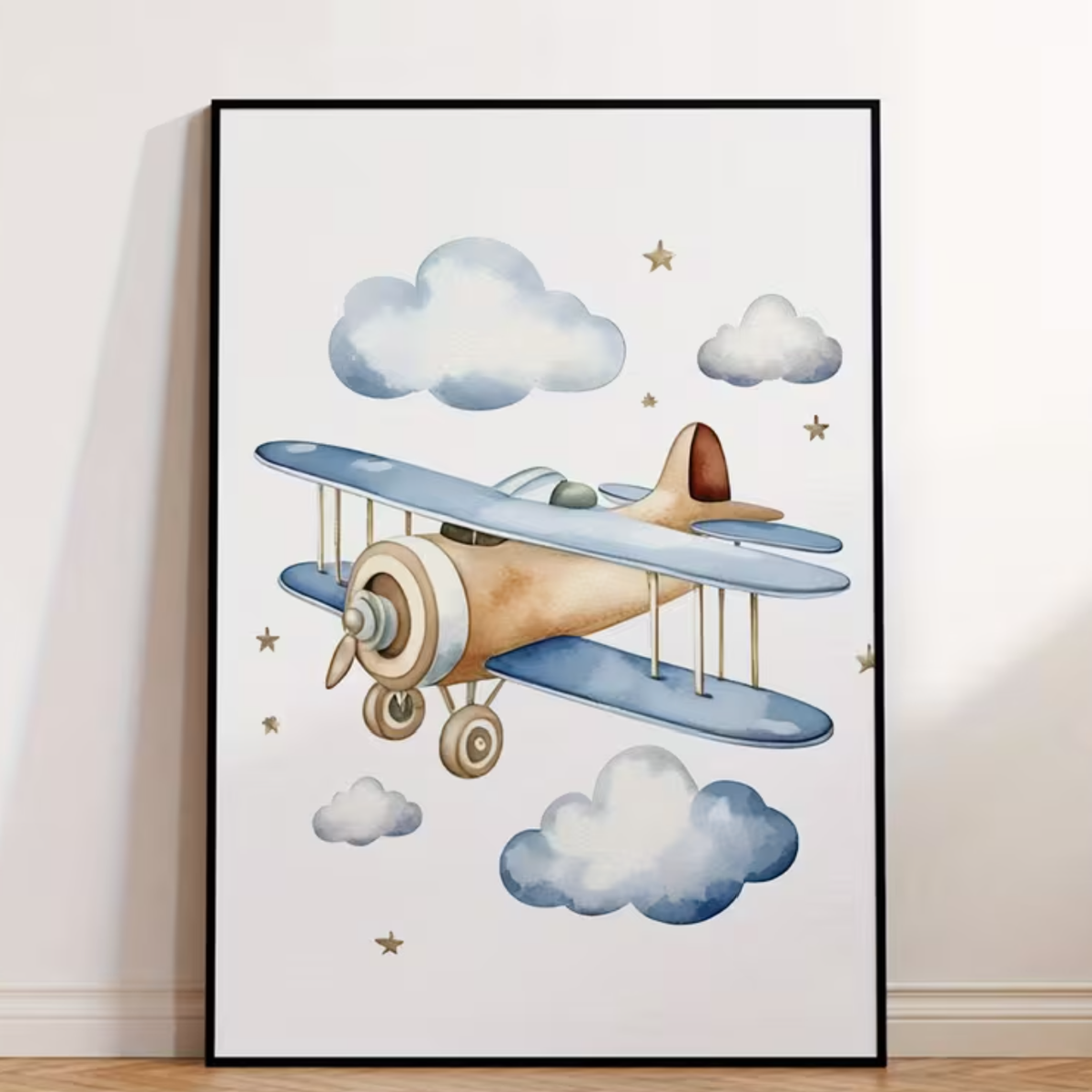 Set van 3 Canvas 'Blauwe Vliegtuigen'