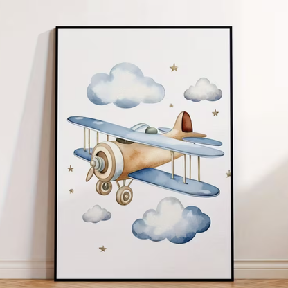 Set van 3 Canvas 'Blauwe Vliegtuigen'