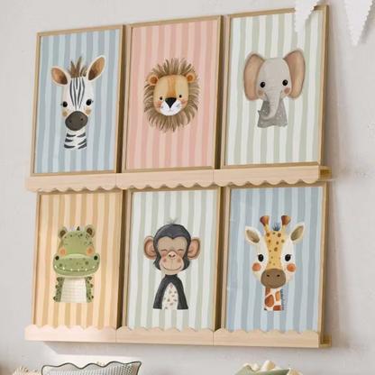 Set van 6 Canvas 'Jungle Dieren met Strepen'
