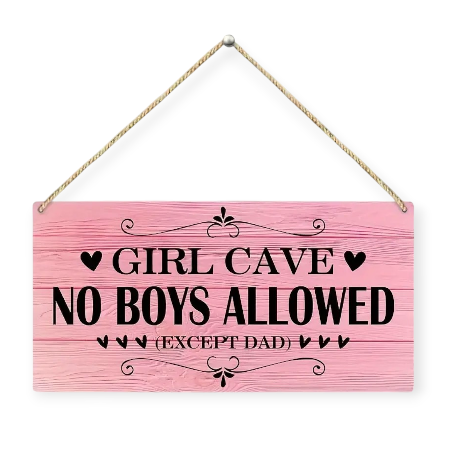 Roze 'Girl Cave' Bordje met Hartjes