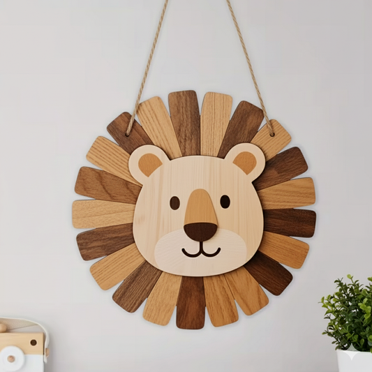 Houten Wandbordje 'Leeuw'