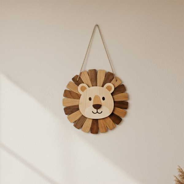 Houten Wandbordje 'Leeuw'