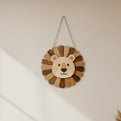 Houten Wandbordje 'Leeuw'
