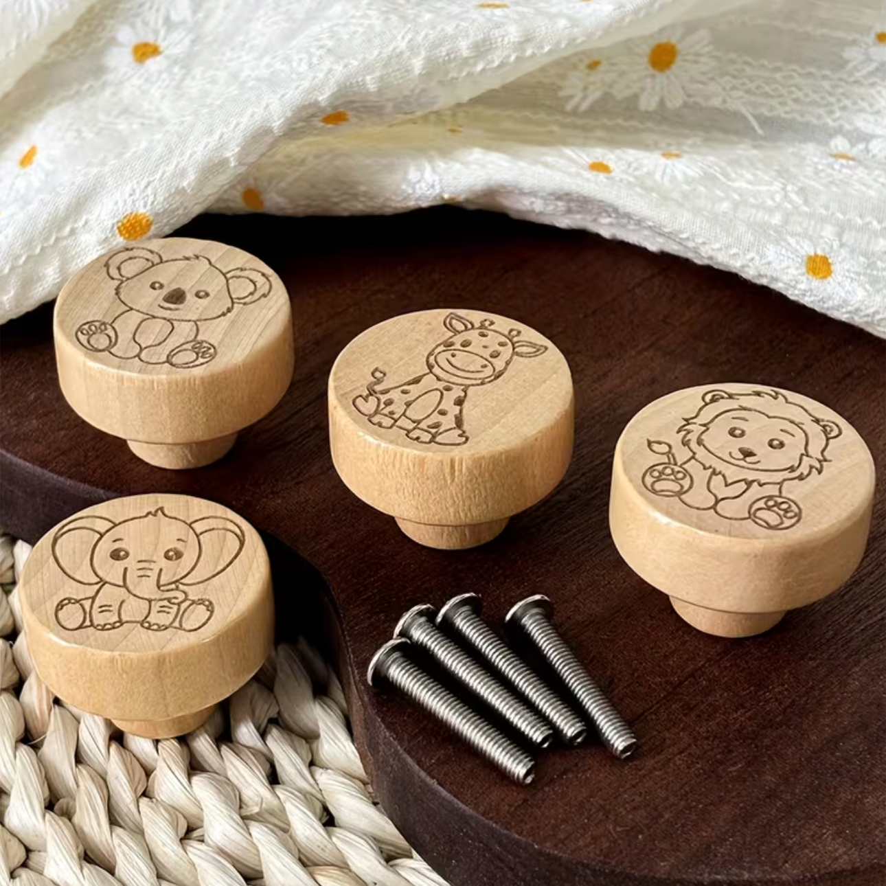 4 Stuks Houten Meubelknopjes