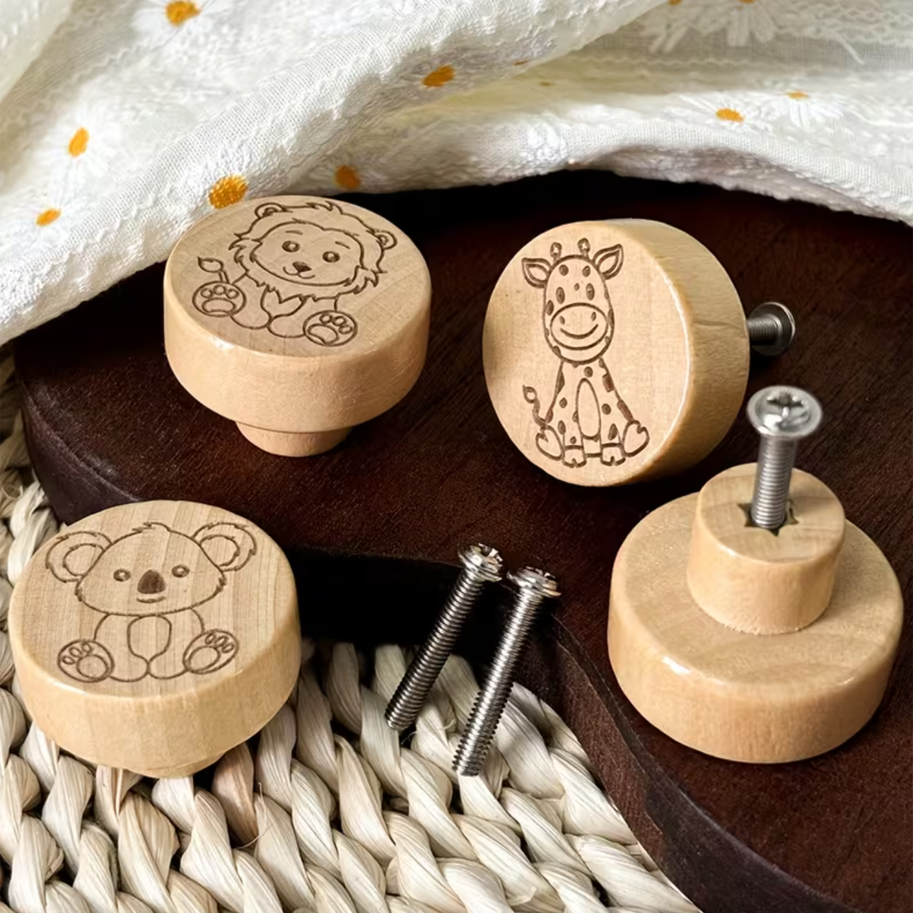 4 Stuks Houten Meubelknopjes