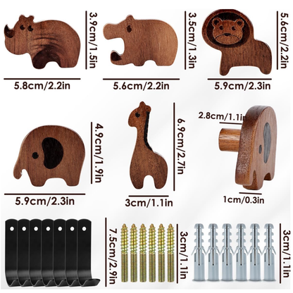 Set: 5 Stuks Dierenhaakjes met Schroef