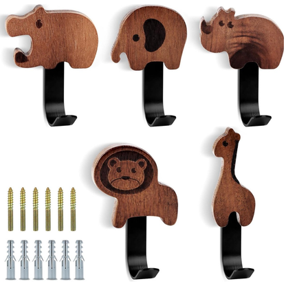 Set: 5 Stuks Dierenhaakjes met Schroef