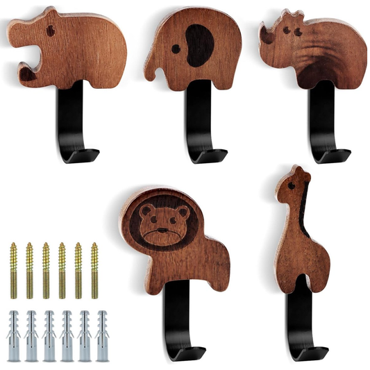 Set: 5 Stuks Dierenhaakjes met Schroef