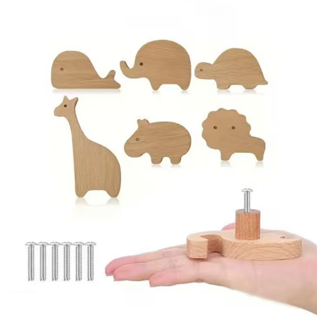 Set van 6 Houten Meubelknopjes