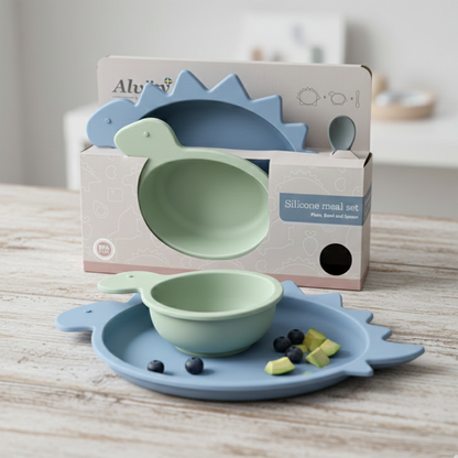 3-delig siliconen Servies Set 'Dino's'