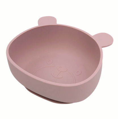 Siliconen Kommetje met Zuignap 'Beer' (Poeder-Roze)