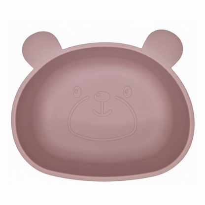 Siliconen Kommetje met Zuignap 'Beer' (Poeder-Roze)