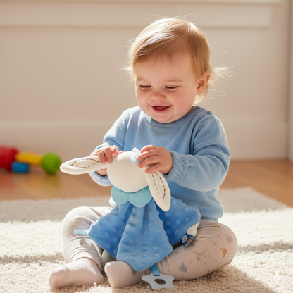 Knuffeldoekje met noppenstof en bijtring