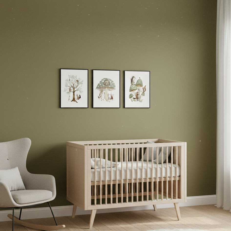 Set van 3 Canvas 'Dieren & Paddenstoelen'