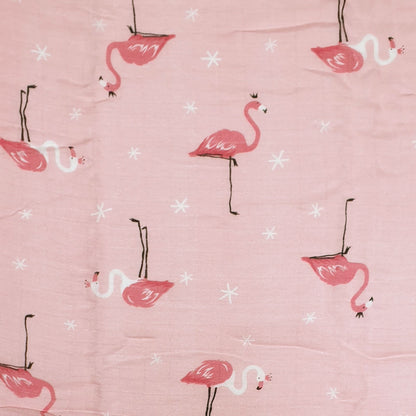 Mousseline doek met flamingo print