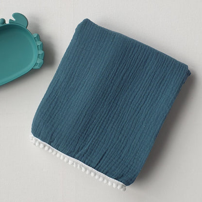 Hydrofiele doek met pomponnetjes Teal