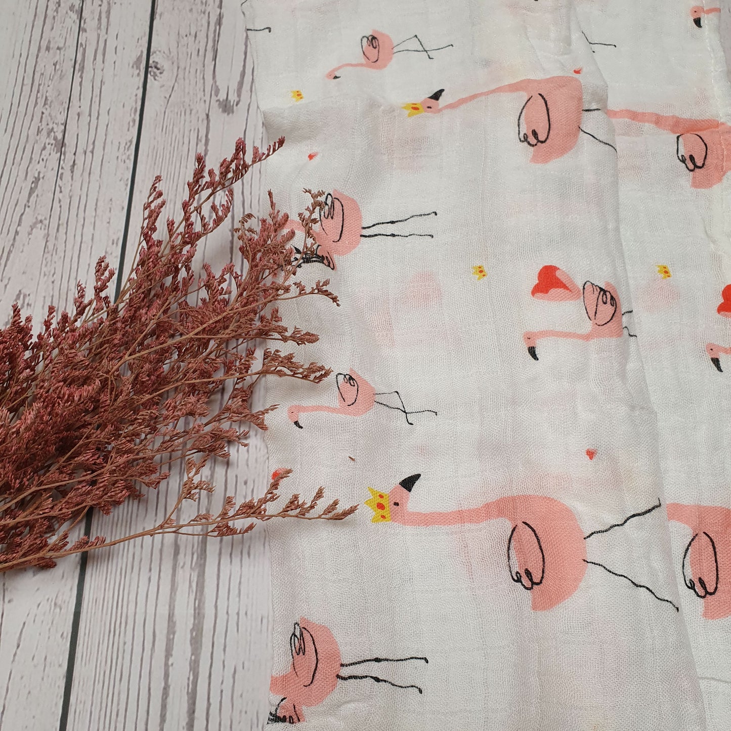 Bamboe / katoen doek met flamingo print