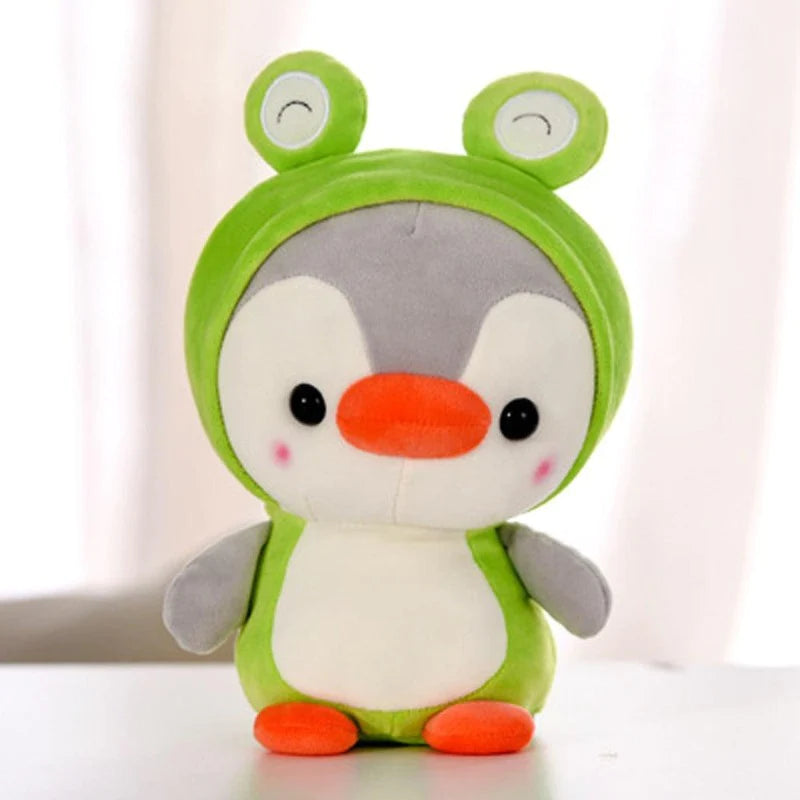 Kawaii pinguin knuffel vermomd als kikker