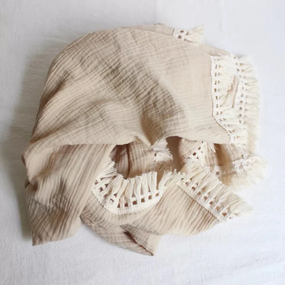 Hydrofiele Doek met Franje (65x80 cm) - Beige