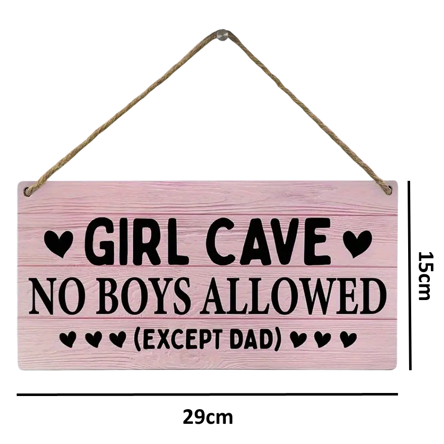 Roze 'Girl Cave' Bordje (29x15cm)