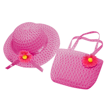 Roze strandhoed met tas