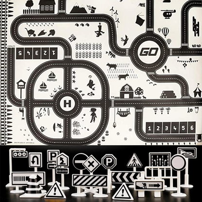 kinder speel Verkeersmat met verkeers borden