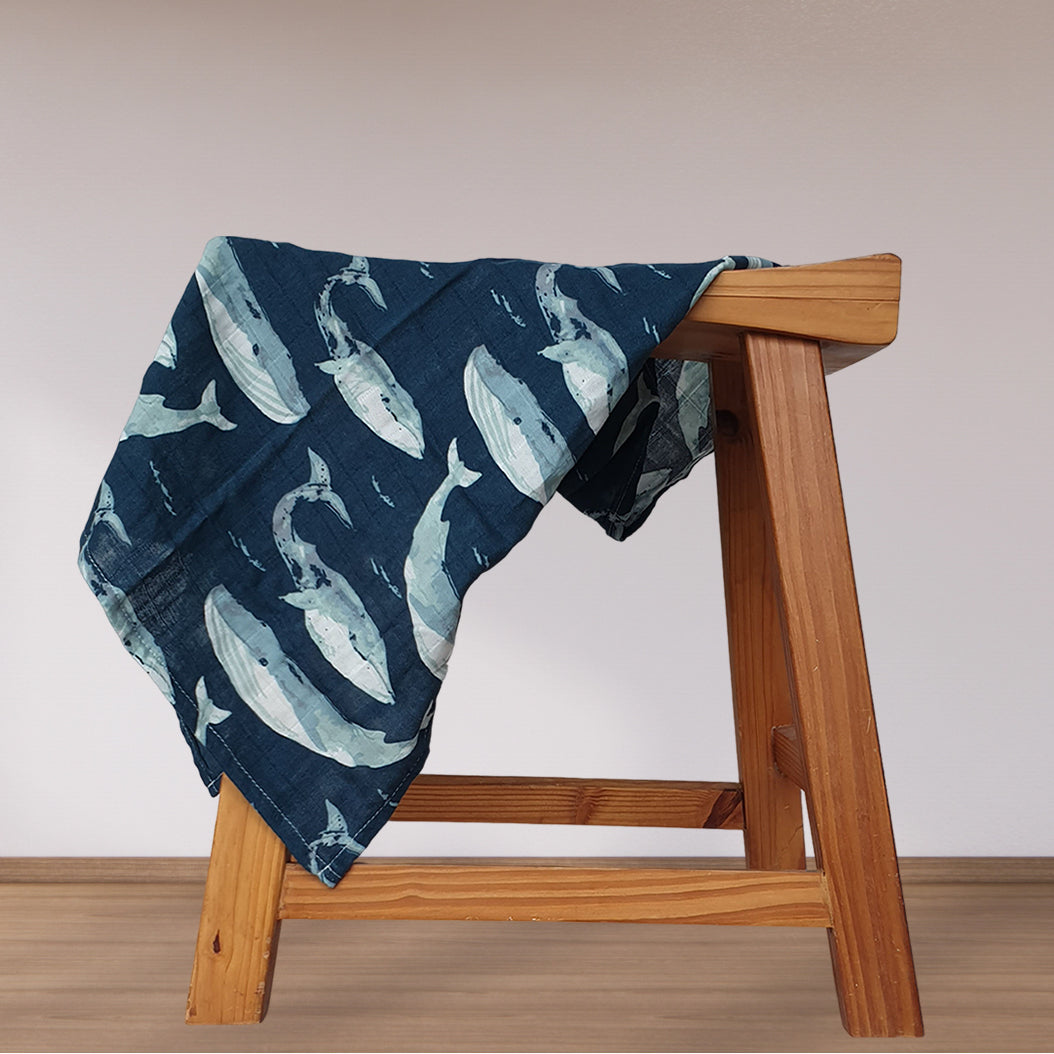 Hydrofiel doek met walvissen print