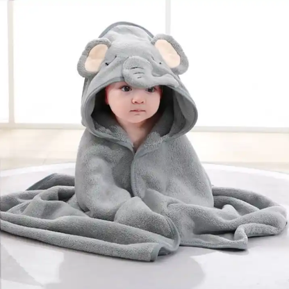 baby Fleece Badcape grijze olifant