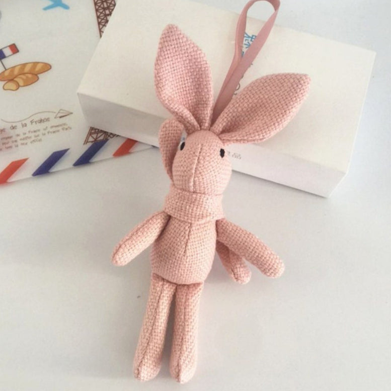 Linnen Bunny Hanger baby knuffel in roze