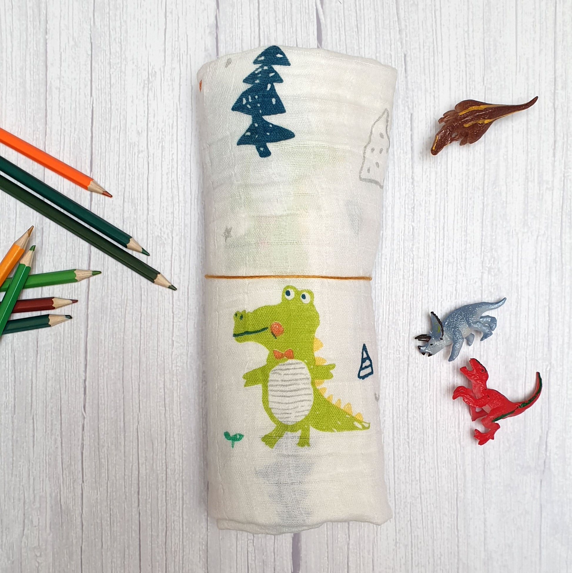 Hydrofiel doek met dinosaurus print