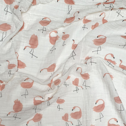 Hydrofiel doek met flamingo print